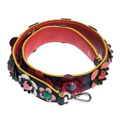 Pre Owned Fendi Multicolor Leather Floral Applique Interchangeable Shoulder Strap