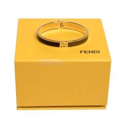 Fendi Fendista Enamel Gold Tone Hinged Bangle Size M
