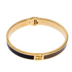 Fendi Fendista Enamel Gold Tone Hinged Bangle Size M