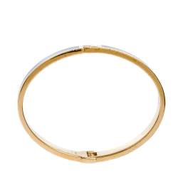 Fendi Fendista Enamel Gold Tone Hinged Bangle Size M