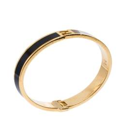 Fendi Fendista Enamel Gold Tone Hinged Bangle Size M
