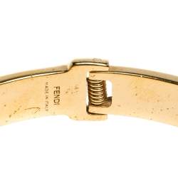 Fendi Fendista Enamel Gold Tone Hinged Bangle Size M