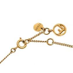 Pre Owned Fendi Faux Pearl Fruit Motif Gold Tone Pendant Necklace