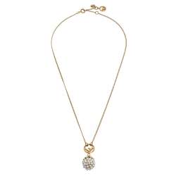 Pre Owned Fendi Faux Pearl Fruit Motif Gold Tone Pendant Necklace