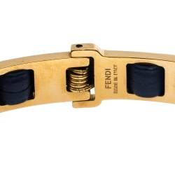 Pre Owned سوار فندي "ذا فنديستا" جلد أزرق و معدن ذهبي اللون مقاس كبير (لارج)