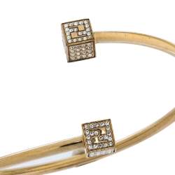 مملوكة مسبقًا Fendi Crystal FF Cube Gold Tone Cuff Bracelet