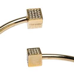 مملوكة مسبقًا Fendi Crystal FF Cube Gold Tone Cuff Bracelet