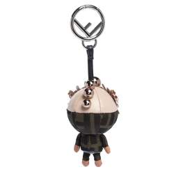 Pre Owned Fendi Tobacco Brown Zucca Space Monkey Bag Charm