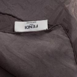 Pre Owned Fendi Grey Zucca Patterned Ombre Silk Scarf