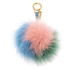 Pre Owned Fendi Multicolor Fox Fur Pom Pom Bag Charm