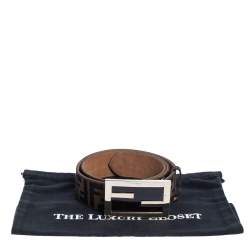 Pre Owned حزام فندي إبزيم أف أف كانفاس زوكا بني 85 سم