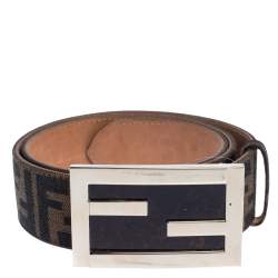 Pre Owned حزام فندي إبزيم أف أف كانفاس زوكا بني 85 سم
