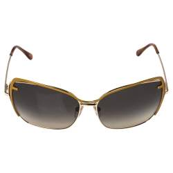 Pre Owned Fendi Gold Tone/ Brown Gradient FS5294 Oversized Sunglasses