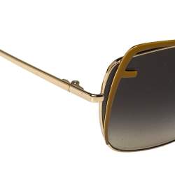 Pre Owned Fendi Gold Tone/ Brown Gradient FS5294 Oversized Sunglasses