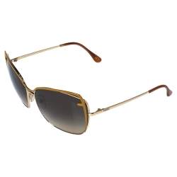 Pre Owned Fendi Gold Tone/ Brown Gradient FS5294 Oversized Sunglasses