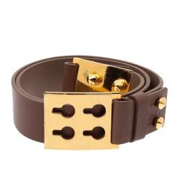 مملوكة مسبقًا Fendi Brown Leather Studded Sliding Belt 85CM