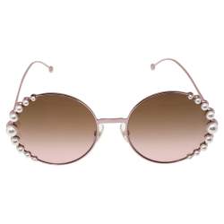 مملوكة مسبقًا نظارة شمسية فندي ثنائي اللون متدرجة وردي ولؤلؤ مزخرف