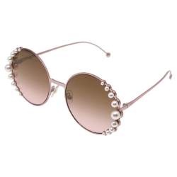 مملوكة مسبقًا نظارة شمسية فندي ثنائي اللون متدرجة وردي ولؤلؤ مزخرف