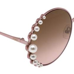 مملوكة مسبقًا نظارة شمسية فندي ثنائي اللون متدرجة وردي ولؤلؤ مزخرف