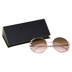 مملوكة مسبقًا نظارة شمسية فندي ثنائي اللون متدرجة وردي ولؤلؤ مزخرف