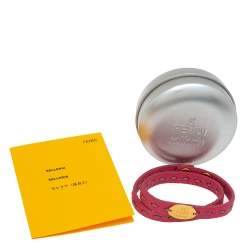 مملوكة مسبقًا سوار فندي سيليريا جلد وردي إلتفاف مزدوج