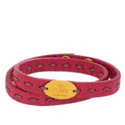 مملوكة مسبقًا سوار فندي سيليريا جلد وردي إلتفاف مزدوج