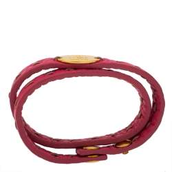 مملوكة مسبقًا سوار فندي سيليريا جلد وردي إلتفاف مزدوج