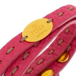 مملوكة مسبقًا سوار فندي سيليريا جلد وردي  إلتفاف مزدوج