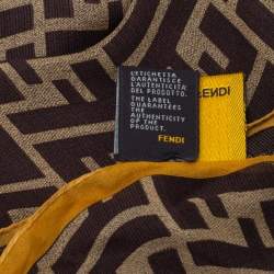 Pre Owned وشاح فندي حرير زوكا بولكا دوت بني