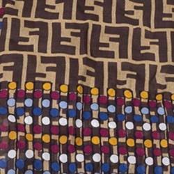 Pre Owned وشاح فندي حرير زوكا بولكا دوت بني