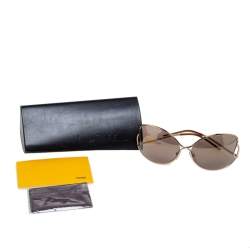 Pre Owned Fendi Pale Gold/Grey FS5178 Oversized Butterfly Sunglasses