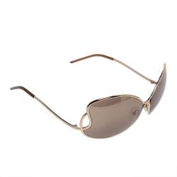 Pre Owned Fendi Pale Gold/Grey FS5178 Oversized Butterfly Sunglasses