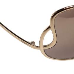 Pre Owned Fendi Pale Gold/Grey FS5178 Oversized Butterfly Sunglasses