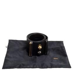 Pre Owned حزام فندي جلد أسود معدن 75 سم