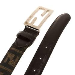 مملوكة مسبقًا Fendi Tobacco Zucca Canvas FF Buckle Belt Size 95