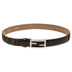 مملوكة مسبقًا Fendi Tobacco Zucca Canvas FF Buckle Belt Size 95