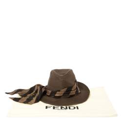 Fendi Brown Paper Fibre Foldable Silk-Scarf Hat