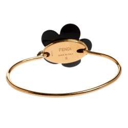 Fendi Gold Tone Black Flowerland Bracelet S