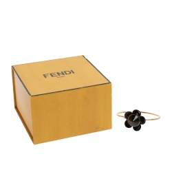 Fendi Gold Tone Black Flowerland Bracelet S