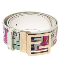 Fendi Multicolor Zucca Coated Canvas FF Logo Belt 80CM Fendi 