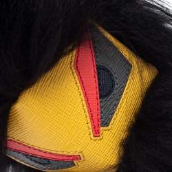 Pre Owned Fendi Yellow Fur and Leather Eyes Bug Bag Charm   