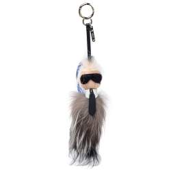 Pre Owned Fendi Multicolor Fur and Leather Mini Karlito Bag Charm