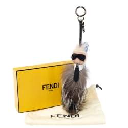 Pre Owned Fendi Multicolor Fur and Leather Mini Karlito Bag Charm