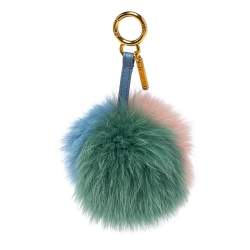 Pre Owned Fendi Multicolor Fur and Leather Bag Charm and Key Holder