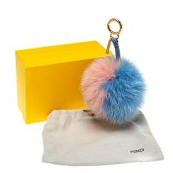 Pre Owned Fendi Multicolor Fur and Leather Bag Charm and Key Holder