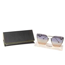 Pre Owned Fendi Gold Tone/ Gold Mirrored FF 0323 Cat Eye Sunglasses