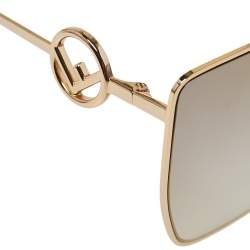 Pre Owned Fendi Gold Tone/ Gold Mirrored FF 0323 Cat Eye Sunglasses