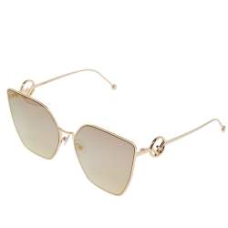 Pre Owned Fendi Gold Tone/ Gold Mirrored FF 0323 Cat Eye Sunglasses