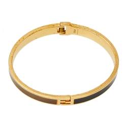 Pre Owned Fendi The Fendista Bicolor Enamel Gold Tone Bracelet S