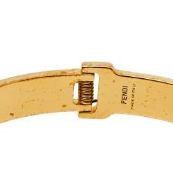 Pre Owned Fendi The Fendista Bicolor Enamel Gold Tone Bracelet S